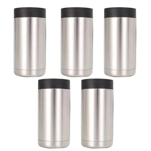 Kétfalú rozsdamentes acél italhűtő burkolat készlet 5 darab 500 ml térfogatú 7,8 x 17,2 x 7,8 cm méretű sör és italok számára