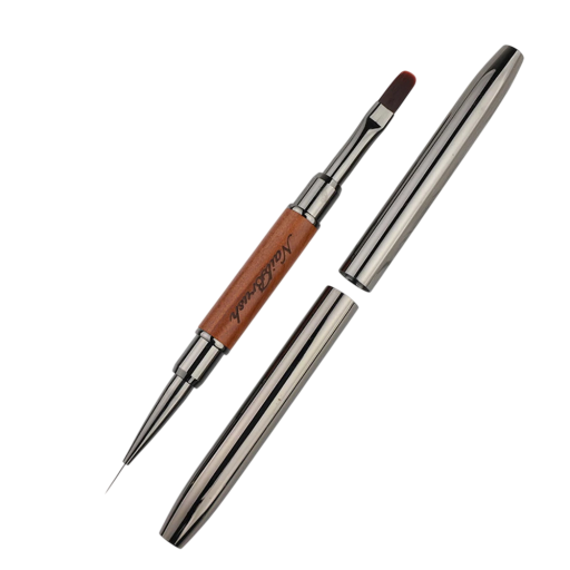 Kétoldalú körömecset a modellezéshez és festéshez Precíz akril, gél és lakk ecset a körmök formázásához védőtokkal