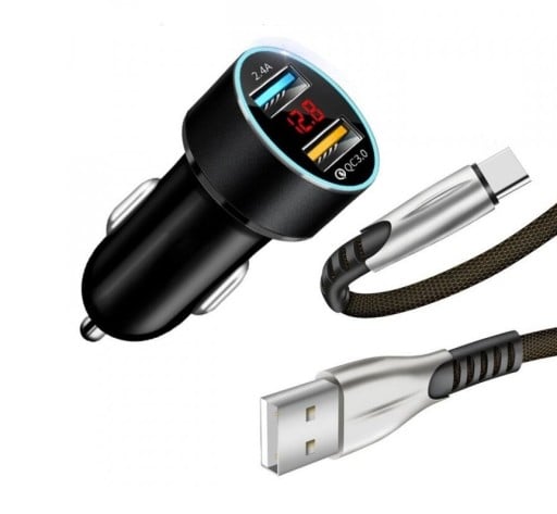 Kettős USB autós töltő K817 kábellel