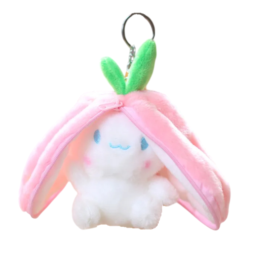 Keyring Plush Zippered Carrot with Bunny Inside 12 cm Small Toy Decoration Plush Bunny Original Gift Cute Accessory