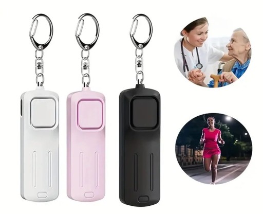Keyring Torch with Sound Alarm 130 dB Rechargeable via USB with LED Light Dimensions 146 x 60 x 30 mm for Personal Safety for Women and Children