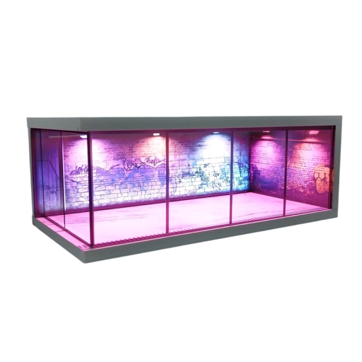 Kiállítási dioráma garázs autómodellekhez 30 × 13,5 × 10 cm 1:64 Grafit tuning garázs Kiállító doboz jelenet gyűjtői modellekhez