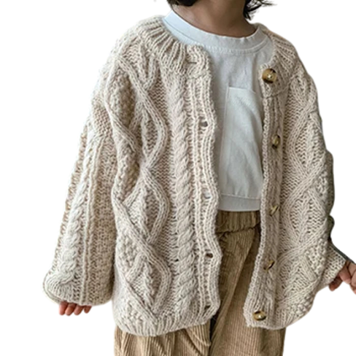 Kinder Strickcardigan 9M–8Y Grober Wollpullover mit Knöpfen Retro Hanfjacke für Jungen und Mädchen Einfarbiger Herbst- und Winterpullover Verschiedene Farben