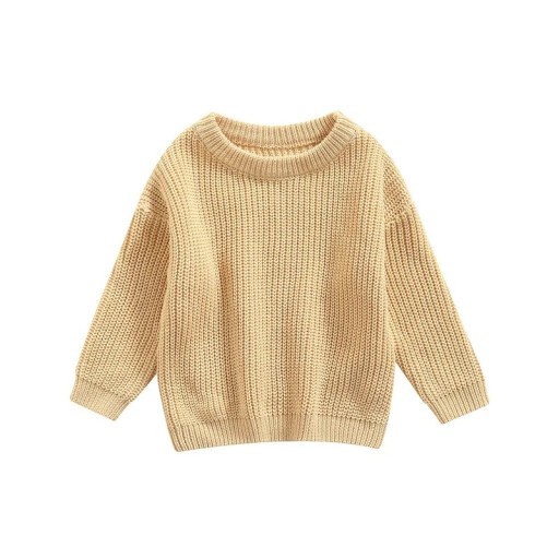 Kinder Strickpullover für Babys 3M–5Y Herbst- und Winterfreizeitoberteil mit langen Ärmeln Einfarbiger Acryl- und Baumwollpullover für Mädchen und Jungen