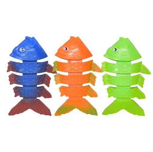Kinder-Tauchspielzeug für den Pool in Form eines Fisches, Set mit 3 Stück in Blau, Orange und Grün für Wasseraktivitäten und Schwimmtraining
