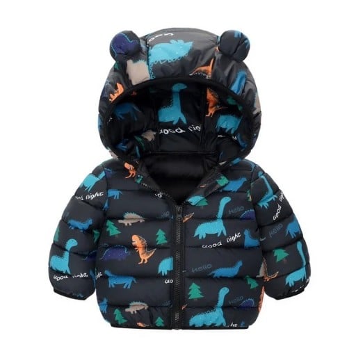 Kinder Winterjacke mit Kapuze und Ohren Unisex warme Jacke mit Reißverschluss Weicher wärmender Polyester