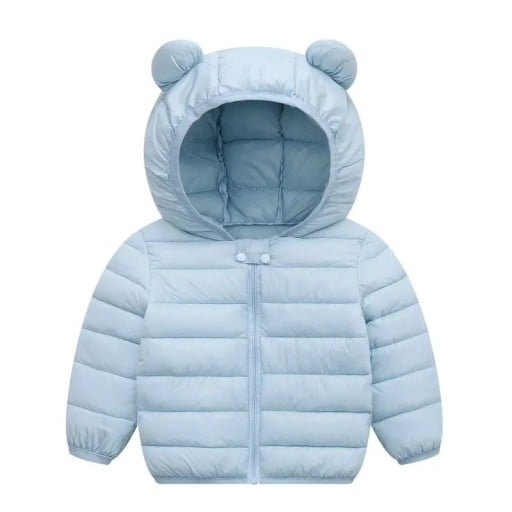Kinder Winterjacke mit Kapuze und Ohren Unisex warmer Polyesterjacke für Jungen und Mädchen Bequeme Winterkleidung für kaltes