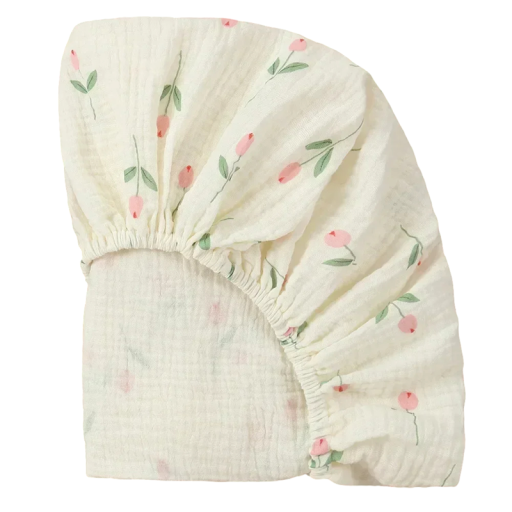 Kinderbettlaken für das Baby Ovales Spannbettlaken 84 x 43 cm Baumwollbettlaken mit zartem Blumenmuster