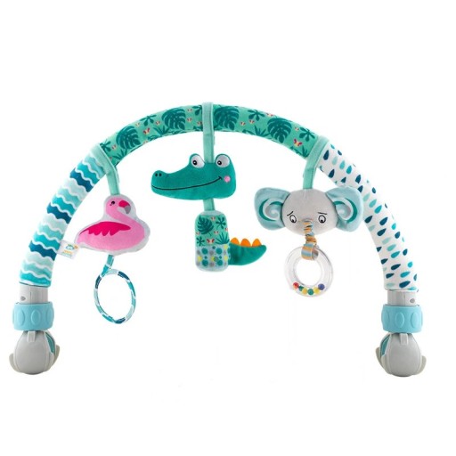 Kinderbogen mit Rasseln 31 x 51/87 cm Mit Clip für den Kinderwagen und das Bett Halterung für 3 hängende Spielzeuge Ein Spielzeug mit Melodie Visuelle Stimulation