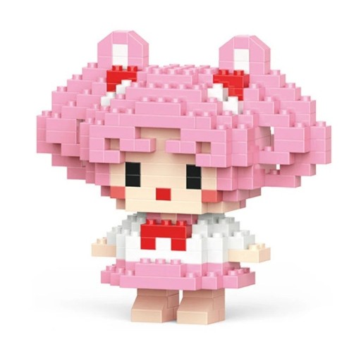 Kinderbouwpakket meisje met roze haar 7,8 x 3,4 x 7,4 cm 210 stuks Model van stenen Creatief speelgoed Cadeau voor kinderen Kamerdecoratie
