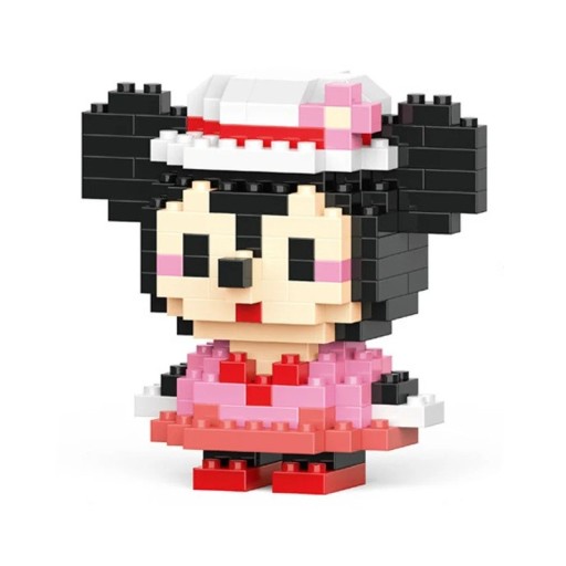 Kinderbouwpakket Minnie Mouse 6 x 4 x 6 cm Model van kubussen 185 stukjes Dierenfiguur DIY bouwpakket Creatief speelgoed voor kinderen Motorische ontwikkeling