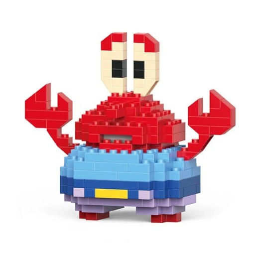 Kinderbouwpakket van de krab Meneer Krabs 7,6 x 3,8 x 6,8 cm 149 stuks Model van stenen Karakter uit de animatieserie Creatieve minibouwset voor kinderen