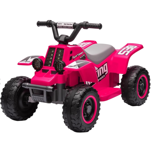 Kinderen elektrische quad met LED-verlichting en muziek, batterij 6V/4,5Ah, draagvermogen 25 kg, raceontwerp, voor kinderen vanaf 3 jaar