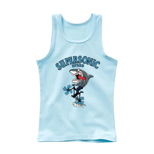 Kinderen katoen tanktop met haai print Effen mouwloze T-shirt met O-hals Zomertop voor jongens en meisjes Comfortabele tanktop