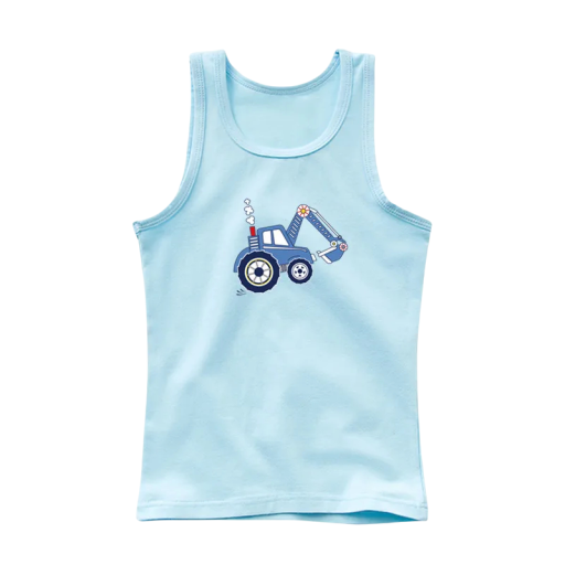 Kinderen katoenen tanktop met tractorprint Zomer top voor jongens en meisjes Effen mouwloos T-shirt met O-hals