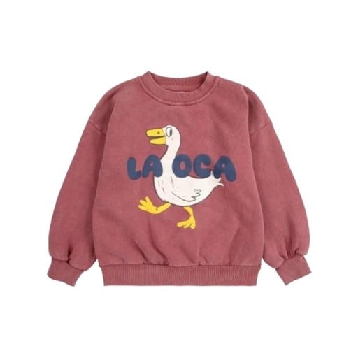 Kinderen rode hoodie met eendenprint en ronde hals met lange mouwen voor jongens en meisjes