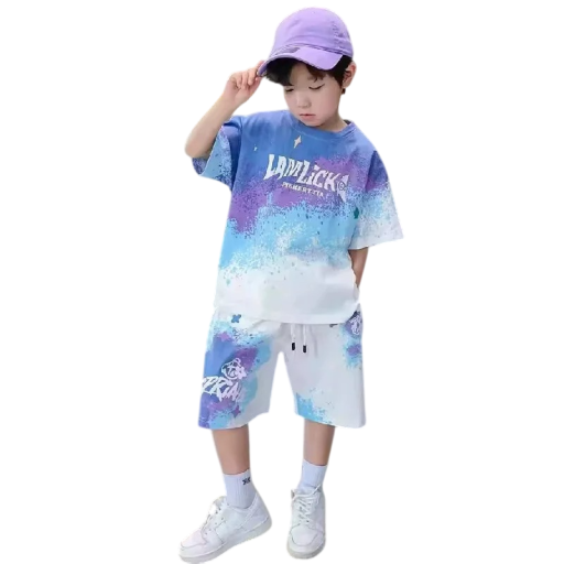 Kinderen zomer set kleurrijk T-shirt met korte mouwen en shorts met striksluiting Print comfortabele kleding voor de zomer
