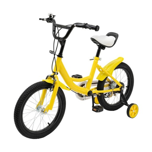 Kinderfiets met zijwielen en in hoogte verstelbaar zadel, 16 inch, afgedekte ketting en handrem, voor jongens en meisjes van 5–8 jaar