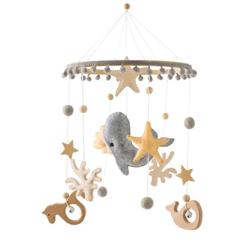 Kinderhangende mobiel voor boven de wieg, thema van de onderwaterwereld met een walvis, decoratie voor kalmering, ideaal voor de slaap van de baby