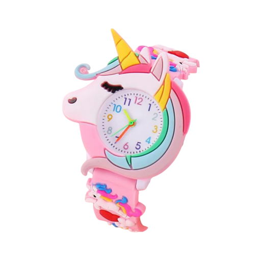 Kinderhorloge Eenhoorn Kleurrijk Siliconen Horloge voor Kinderen met Wijzers Analoog Horloge met 3 cm Wijzerplaat Schattig Polshorloge