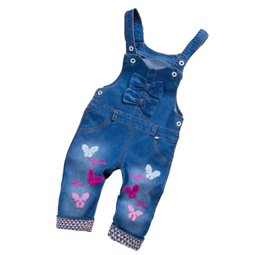 Kinderjeansoverall mit langen Hosen und Taschen Knopfträger Stylische Unisex-Jeans für Kleinkinder und Babys Bequemes Alltagskleidungsstück
