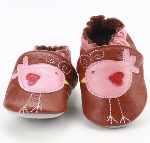 Kinderleren pantoffels met vogels