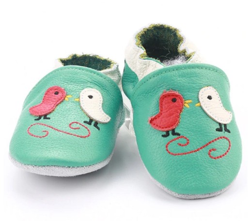 Kinderleren pantoffels met vogels