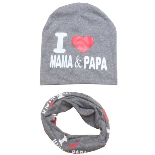 Kindermuts en halsdoek Ik hou van mama en papa