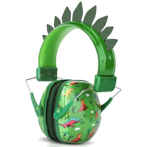 Kinderoorkappen met spikes in de vorm van een dinosaurus Gehoorbescherming Tegen lawaai Verstelbare hoofdband SNR 25 dB Comfortabele oorkappen CE EN
