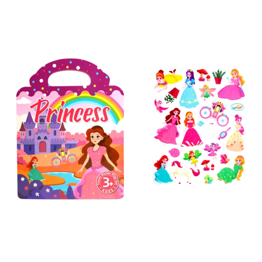 Kinderprentenboek prinses 23,5 x 18 cm papieren roze met regenboog reisboekje voor plezier en leren voor kinderen