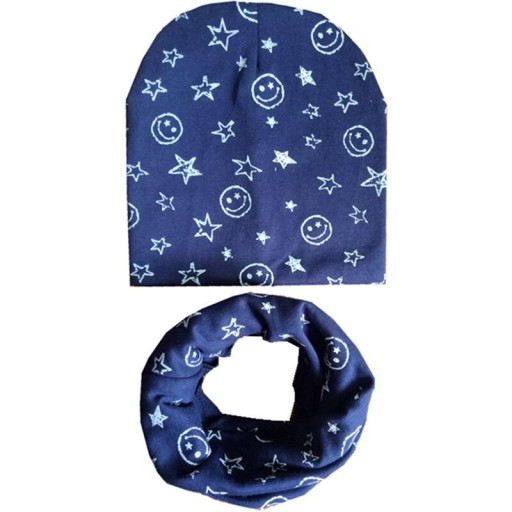 Kinderset aus Mütze und Nackenband mit Smileys