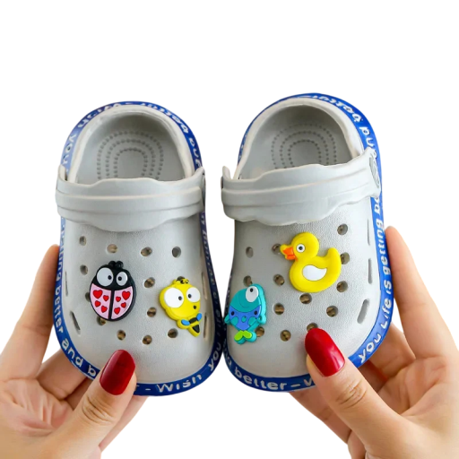 Kinderslippers van rubber met 3D-dierenversiering Ademende, lichte slippers met gaten en bandje aan de achterkant Kleurrijke slippers voor binnen en buiten
