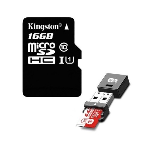 Kingston Micro SDHC + kortlæser - 16 GB - 64 GB