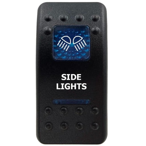 Kippemontage Enkeltpoleret Vandafvisende 12V Blå LED Baggrundsbelyst Sort Kontakt SIDE LIGHTS til Bil Båd SUV og Off-road Køretøjer