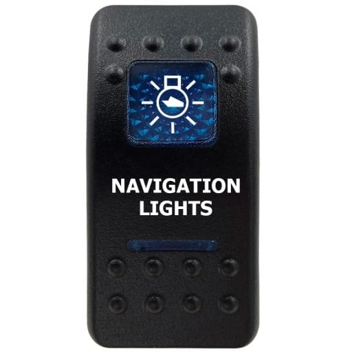 Kippeswitch enkelt pol vandtæt 12 V Blå LED baggrundsbelysning NAVIGATION LIGHTS Sort switch Til båd og bil kontrol af navigationslys