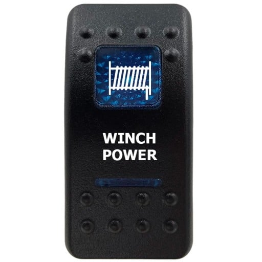 Kippeswitch Enkelt Pol Vandtæt 12V Blå LED Baggrundsbelysning Sort Switch WINCH POWER til Bil Båd SUV og Off-road Køretøjer