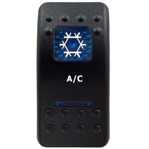 Kippeswitch enpolig vandtæt 12 V Blå LED baggrundsbelysning A/C Sort switch Til bil offroad og båd klimaanlæg kontrol