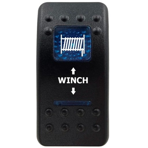 Kippeswitch Enpolig Vandtæt 12V Blå LED Baggrundsbelysning Sort Switch WINCH til Bil Båd SUV og Off-road Køretøjer