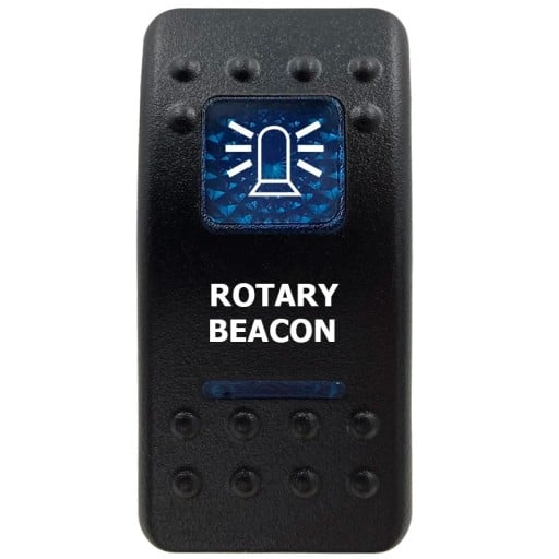 Kippkontakt Enpolig Vandtæt 12V Blå LED Baggrundsbelysning Sort Kontakt ROTARY BEACON til Bil Båd SUV og Off-road Køretøjer