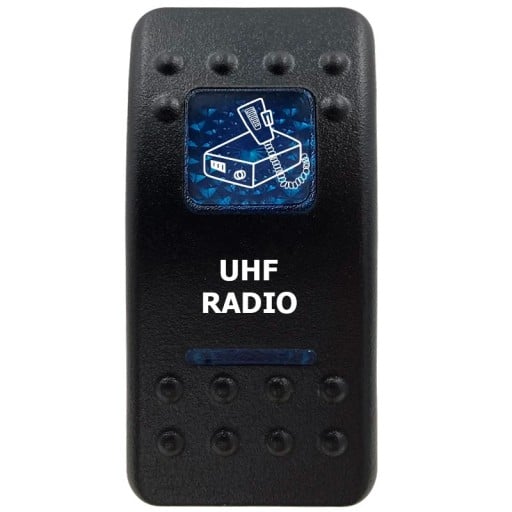 Kippkontakt Enpolig Vandtæt 12V Blå LED Baggrundsbelysning Sort Kontakt UHF RADIO til Bil Båd SUV og Off-road Køretøjer