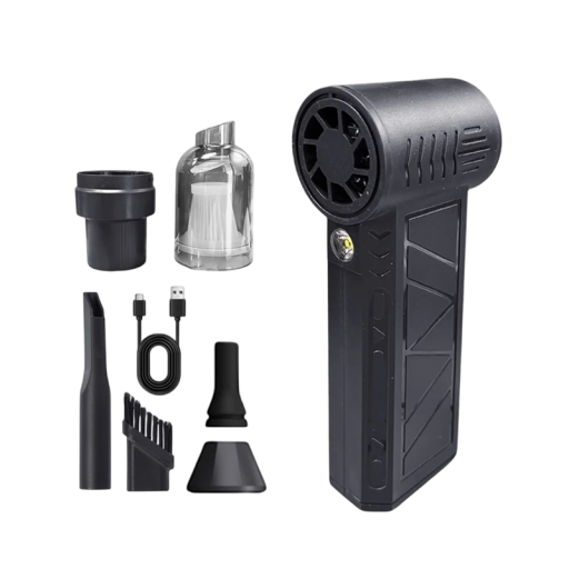 Kit de aspirare și suflare Mini ventilator turbo Motor fără perii 130.000 RPM Aspirator auto USB-C 3 viteze 2×2500 mAh