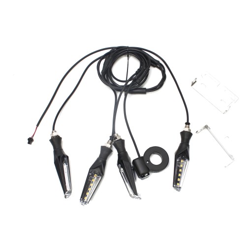 Kit de clignotants LED pour vélo électrique 12 V 4 pièces Clignotants avec interrupteur pour guidon et supports Avant arrière et sous la selle