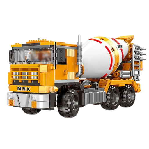 Kit de construcción de mezclador amarillo 654 piezas Modelo de máquina de construcción realista Juguete para niños 12 x 25,6 x 12,3 cm Tambor de mezcla móvil Construcción duradera Edad 8+