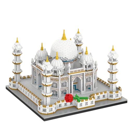 Kit de construcción Taj Mahal 4036 piezas 24 x 24 x 20 cm Modelo detallado con rosa Arquitectura creativa Monumento de la India Decoración Regalo para coleccionistas