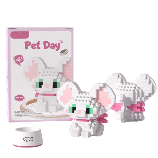 Kit de construction chat Devon rex 6,8 x 5,2 x 5,8 cm 233 pièces Mini kit de construction pour enfants Chats mignon Kit de construction d'animaux Jouet créatif pour enfants et collectionneurs