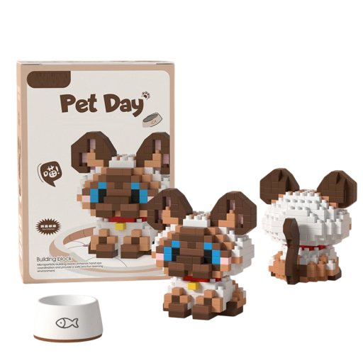 Kit de construction Chat siamois 5,2 x 5,2 x 5,7 cm 285 pièces Kit de construction pour enfants Chatons Mignon kit de construction d'animaux Jouet créatif pour enfants et collectionneurs