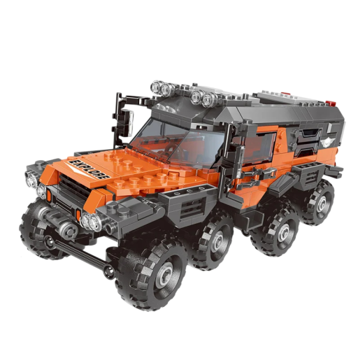 Kit de construction de voiture tout-terrain orange 529 pièces 22 x 9,4 x 9,5 cm Modèle tout-terrain pliable Véhicule tout-terrain Jouet pour enfants à partir de 6 ans Camion créatif