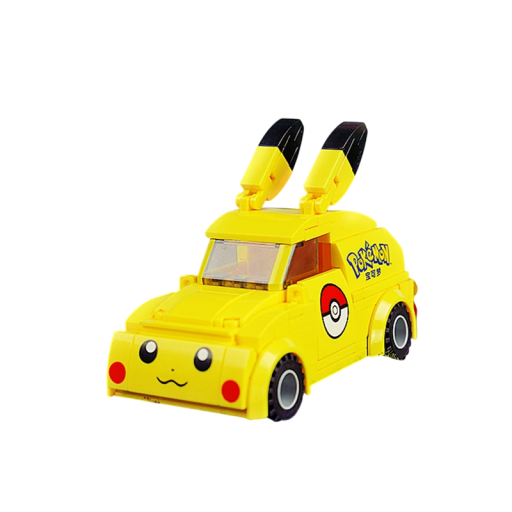 Kit de construction voiture personnelle Pikachu 11 x 7 cm Véhicule mignon sur le thème de Pokémon Kit créatif pour enfants Modèle de voiture Pikachu pour jouer