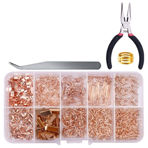 Kit de fabrication de bijoux 710 pièces avec pinces et pince à épiler