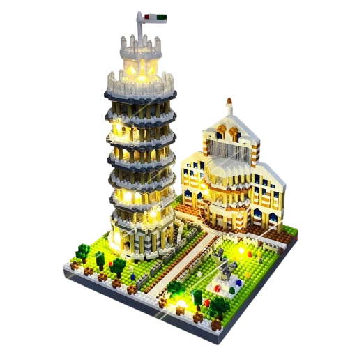 Kit de la tour de Pise 22x16x16 cm Modèle pliable avec lumière LED Kit décoratif avec éclairage Créatif jouet pour enfants et adultes